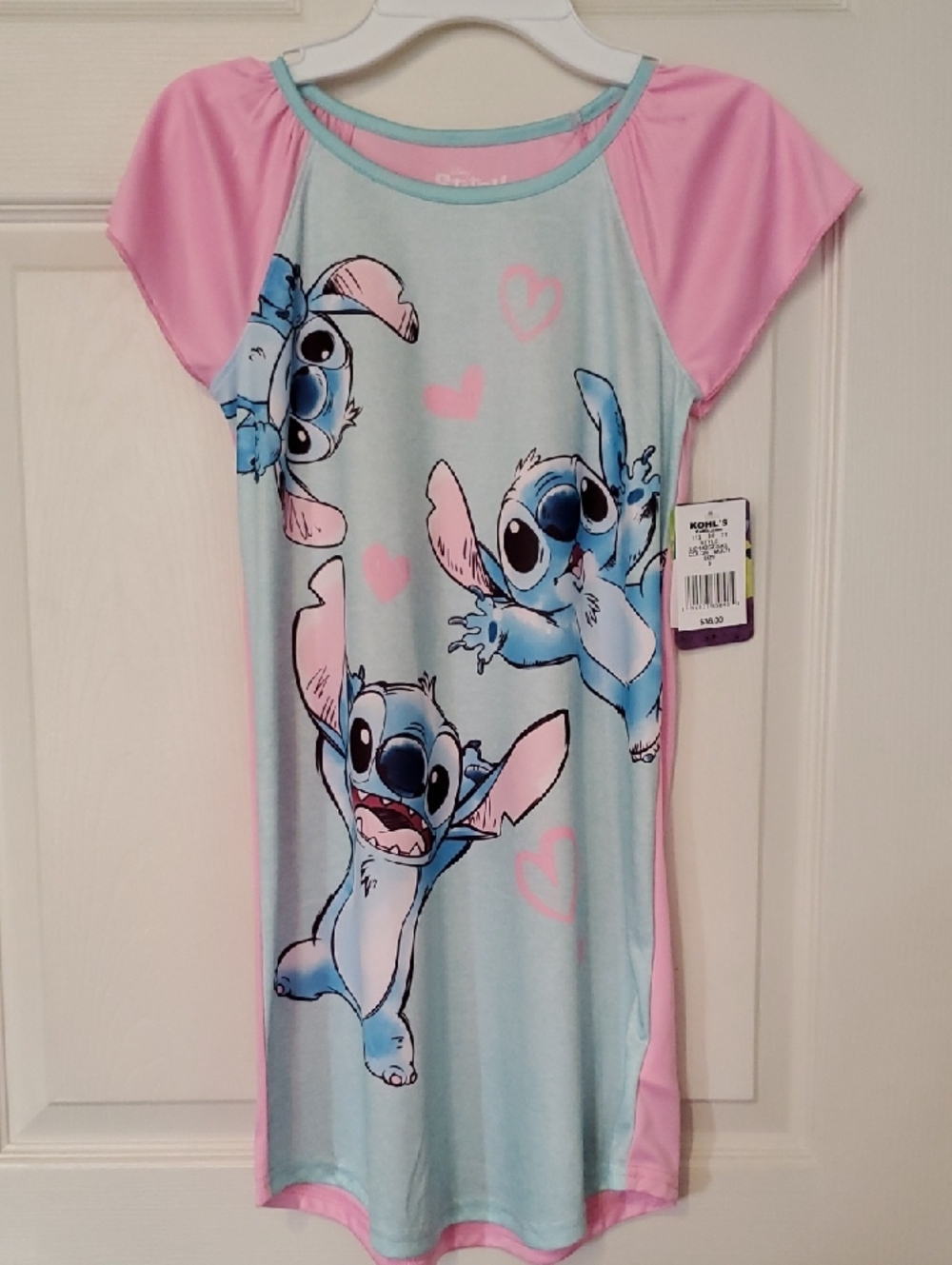 New! Girls Pink & Light Blue Stitch Nightgown Pajama